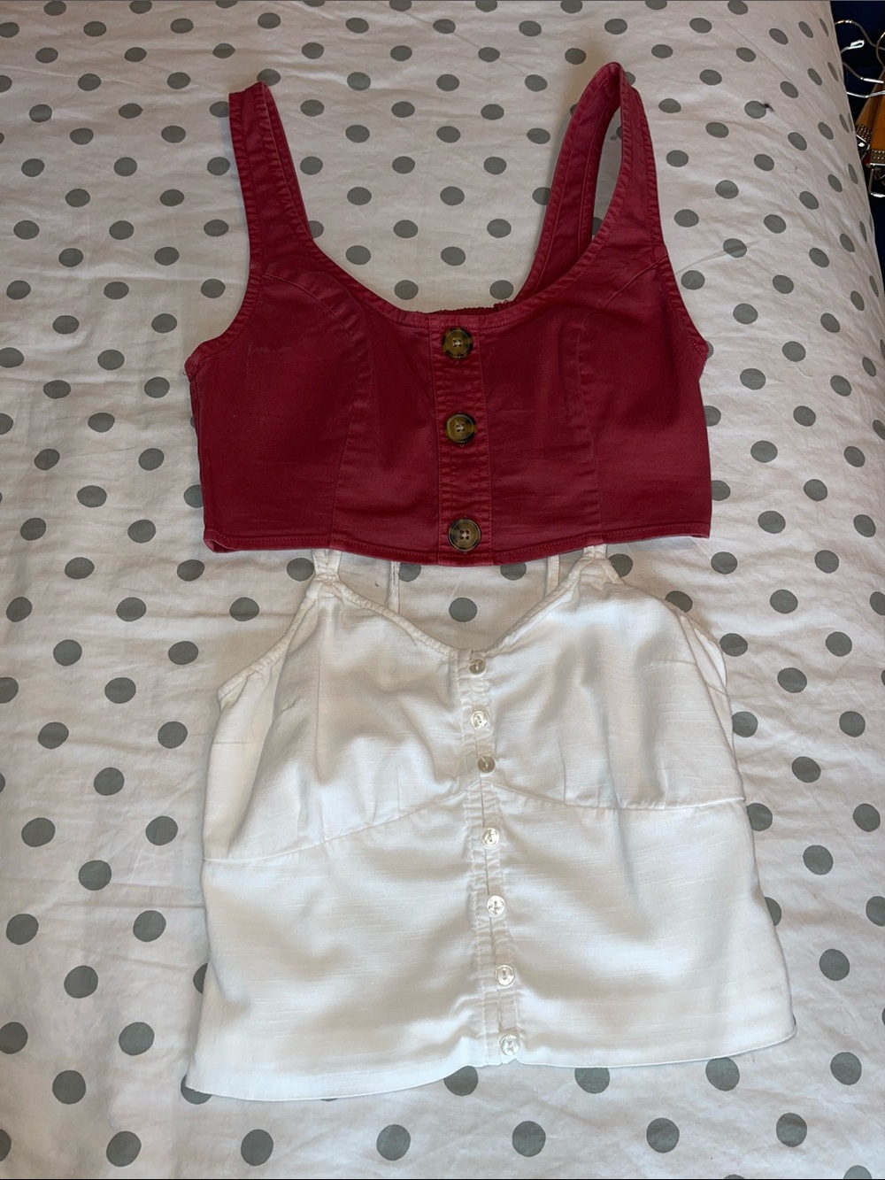 Abercrombie & Fitch Red Button-Front Crop Cami